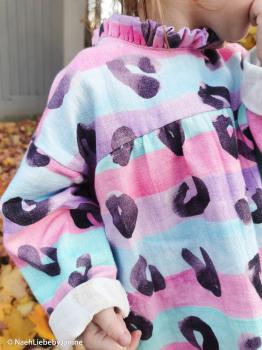 Preview: Double Slub Musselin Leo Print & Streifen pastell/mint by Swafing von Hip Som Hap